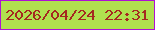 文字の大きさ：3、枠の色：ae12d5、背景の色：b0e14f、文字の色：a52920 無料ブログパーツのブログ時計