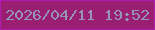 文字の大きさ：5、枠の色：ae1bb0、背景の色：9a1f73、文字の色：9695b7 無料ブログパーツのブログ時計