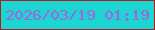 文字の大きさ：1、枠の色：ae1e1c、背景の色：1bd6d2、文字の色：a463d8 無料ブログパーツのブログ時計