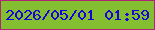 文字の大きさ：5、枠の色：ae2576、背景の色：84bf31、文字の色：1702dc 無料ブログパーツのブログ時計