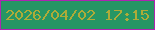 文字の大きさ：1、枠の色：ae25b1、背景の色：269664、文字の色：afab38 無料ブログパーツのブログ時計
