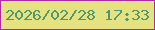 文字の大きさ：3、枠の色：ae2ca3、背景の色：e5e281、文字の色：52976f 無料ブログパーツのブログ時計
