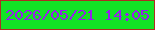 文字の大きさ：5、枠の色：ae2d21、背景の色：13e325、文字の色：971fed 無料ブログパーツのブログ時計