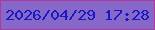 文字の大きさ：2、枠の色：ae389b、背景の色：8768c9、文字の色：1619c5 無料ブログパーツのブログ時計