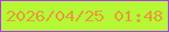 文字の大きさ：5、枠の色：ae38f8、背景の色：b6f835、文字の色：e69d3c 無料ブログパーツのブログ時計