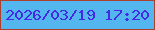 文字の大きさ：2、枠の色：ae3f2d、背景の色：53b6ee、文字の色：432ae4 無料ブログパーツのブログ時計