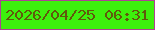 文字の大きさ：2、枠の色：ae4195、背景の色：3df00d、文字の色：60590c 無料ブログパーツのブログ時計