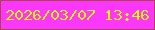 文字の大きさ：1、枠の色：ae444b、背景の色：fa37fa、文字の色：fdf404 無料ブログパーツのブログ時計