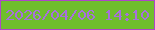 文字の大きさ：5、枠の色：ae46c8、背景の色：6fbe2c、文字の色：a770dd 無料ブログパーツのブログ時計