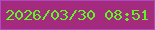 文字の大きさ：3、枠の色：ae48c0、背景の色：a32a7c、文字の色：5ef725 無料ブログパーツのブログ時計