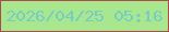 文字の大きさ：5、枠の色：ae4a4d、背景の色：a9e78f、文字の色：77ccc5 無料ブログパーツのブログ時計