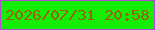 文字の大きさ：5、枠の色：ae4ad4、背景の色：14ed06、文字の色：96620e 無料ブログパーツのブログ時計