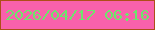 文字の大きさ：2、枠の色：ae4e18、背景の色：f861ab、文字の色：6de56c 無料ブログパーツのブログ時計