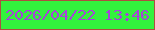 文字の大きさ：2、枠の色：ae4e3f、背景の色：33f23d、文字の色：a643d9 無料ブログパーツのブログ時計