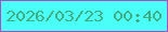 文字の大きさ：2、枠の色：ae4fbe、背景の色：49fff7、文字の色：42ad82 無料ブログパーツのブログ時計