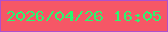 文字の大きさ：4、枠の色：ae50ce、背景の色：f65766、文字の色：2af870 無料ブログパーツのブログ時計