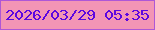 文字の大きさ：2、枠の色：ae57d6、背景の色：f395b5、文字の色：5c07e0 無料ブログパーツのブログ時計