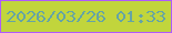 文字の大きさ：1、枠の色：ae5bff、背景の色：c1d53c、文字の色：65a4a5 無料ブログパーツのブログ時計