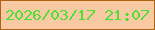 文字の大きさ：2、枠の色：ae6214、背景の色：f9c9a3、文字の色：4edf36 無料ブログパーツのブログ時計