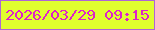 文字の大きさ：3、枠の色：ae65d6、背景の色：e0fe2e、文字の色：de21c9 無料ブログパーツのブログ時計