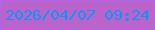 文字の大きさ：5、枠の色：ae66ef、背景の色：ba63ca、文字の色：0c94fb 無料ブログパーツのブログ時計