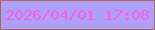文字の大きさ：2、枠の色：ae6767、背景の色：aea0f9、文字の色：fe5fea 無料ブログパーツのブログ時計