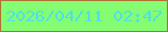 文字の大きさ：5、枠の色：ae7034、背景の色：84fd72、文字の色：4fdfe9 無料ブログパーツのブログ時計