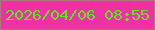 文字の大きさ：3、枠の色：ae777e、背景の色：ef32a2、文字の色：64e325 無料ブログパーツのブログ時計