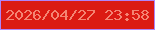 文字の大きさ：2、枠の色：ae84f8、背景の色：db1a12、文字の色：f48473 無料ブログパーツのブログ時計