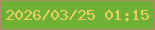 文字の大きさ：1、枠の色：ae8d6d、背景の色：70b036、文字の色：e9d35e 無料ブログパーツのブログ時計