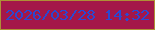 文字の大きさ：2、枠の色：ae9036、背景の色：a41749、文字の色：2a48d2 無料ブログパーツのブログ時計
