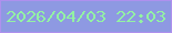 文字の大きさ：5、枠の色：ae90ee、背景の色：8e99e2、文字の色：93f2a3 無料ブログパーツのブログ時計