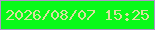 文字の大きさ：3、枠の色：ae94c9、背景の色：08fa18、文字の色：d8e09d 無料ブログパーツのブログ時計