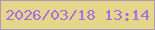 文字の大きさ：2、枠の色：ae98b5、背景の色：e5d78a、文字の色：a86de8 無料ブログパーツのブログ時計