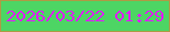 文字の大きさ：5、枠の色：ae9a45、背景の色：4dd564、文字の色：dc20fa 無料ブログパーツのブログ時計