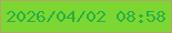 文字の大きさ：4、枠の色：aea869、背景の色：7dd732、文字の色：28b042 無料ブログパーツのブログ時計
