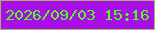 文字の大きさ：3、枠の色：aeab70、背景の色：a80fe7、文字の色：53fd1f 無料ブログパーツのブログ時計