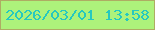 文字の大きさ：3、枠の色：aeac63、背景の色：adf27b、文字の色：26c8bf 無料ブログパーツのブログ時計