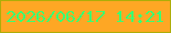 文字の大きさ：1、枠の色：aead09、背景の色：fea724、文字の色：3aff71 無料ブログパーツのブログ時計