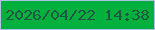 文字の大きさ：2、枠の色：aec3e4、背景の色：02b13d、文字の色：1c5842 無料ブログパーツのブログ時計