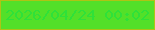 文字の大きさ：3、枠の色：aec415、背景の色：53e029、文字の色：2fe139 無料ブログパーツのブログ時計