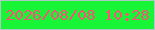 文字の大きさ：1、枠の色：aec8c7、背景の色：18f537、文字の色：f95276 無料ブログパーツのブログ時計