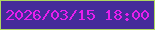 文字の大きさ：1、枠の色：aed860、背景の色：452b9a、文字の色：e61fed 無料ブログパーツのブログ時計
