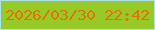 文字の大きさ：5、枠の色：aee3e5、背景の色：97ca29、文字の色：e07502 無料ブログパーツのブログ時計