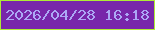 文字の大きさ：4、枠の色：aeeb36、背景の色：7826aa、文字の色：aca7f5 無料ブログパーツのブログ時計