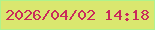 文字の大きさ：4、枠の色：aef38c、背景の色：dae76f、文字の色：c92b5b 無料ブログパーツのブログ時計