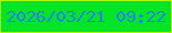 文字の大きさ：5、枠の色：aef711、背景の色：04e528、文字の色：2182f3 無料ブログパーツのブログ時計