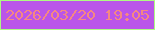 文字の大きさ：4、枠の色：aefa83、背景の色：ba55e9、文字の色：f58881 無料ブログパーツのブログ時計