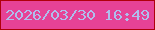 文字の大きさ：1、枠の色：af000b、背景の色：e64296、文字の色：afbded 無料ブログパーツのブログ時計
