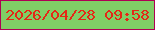 文字の大きさ：1、枠の色：af0054、背景の色：80ce66、文字の色：e52717 無料ブログパーツのブログ時計